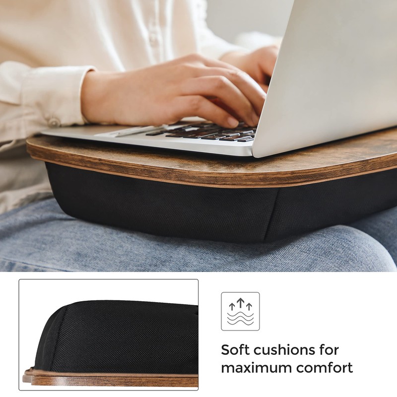 SONGMICS Lap Desk, Bed Tray, Laptop Table with Handle, Cushion,
