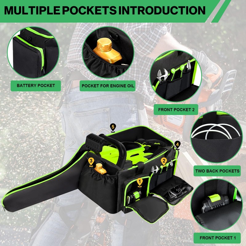 HTZSSON Chainsaw Carrying Case, Compatible with Greenworks, EGO, Dewalt, 14