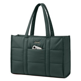 LOVEVOOK Laptop Bag for Women, Puffer Tote Bag for Work 15.6 Inch Large Computer Briefcase for Teacher Nurse, Quilted Lightweight Casual Shoulder Bag For Travel, Daily