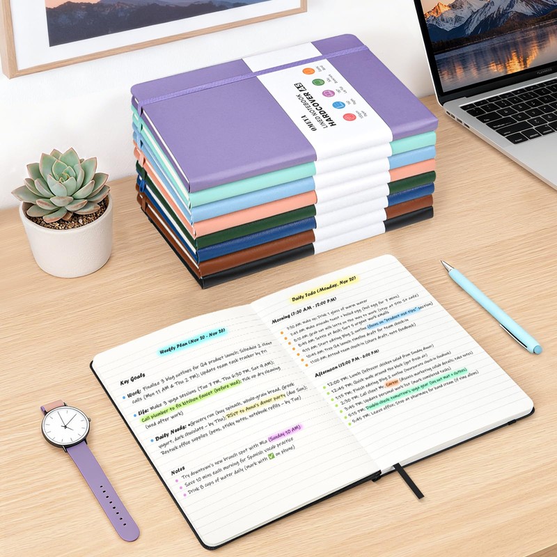 OMEYA Hardcover Journal Notebooks for Work: 4 Pack, A5 100gsm