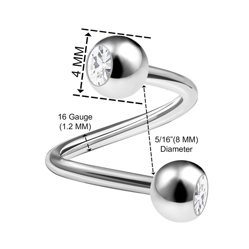 2 x Surgical Steel Twister Spiral Lip Earrings 1.2 mm
