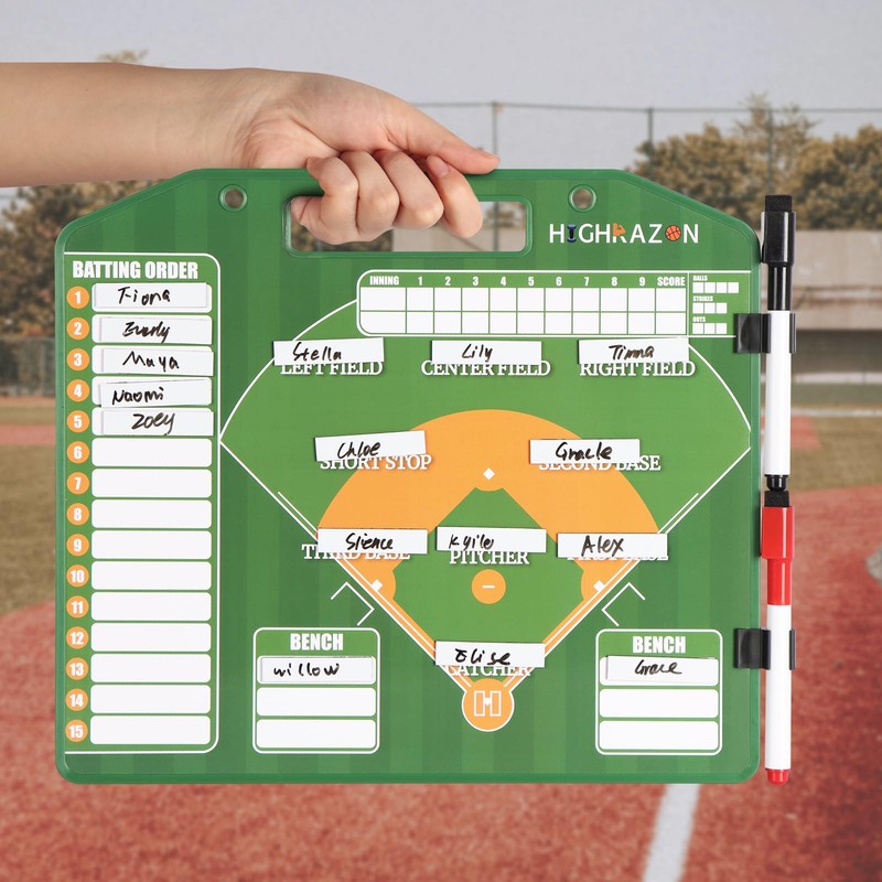 HIGHRAZON Magnetic Baseball Coach Clipboard, Dry Erase Lineup Board, Premium