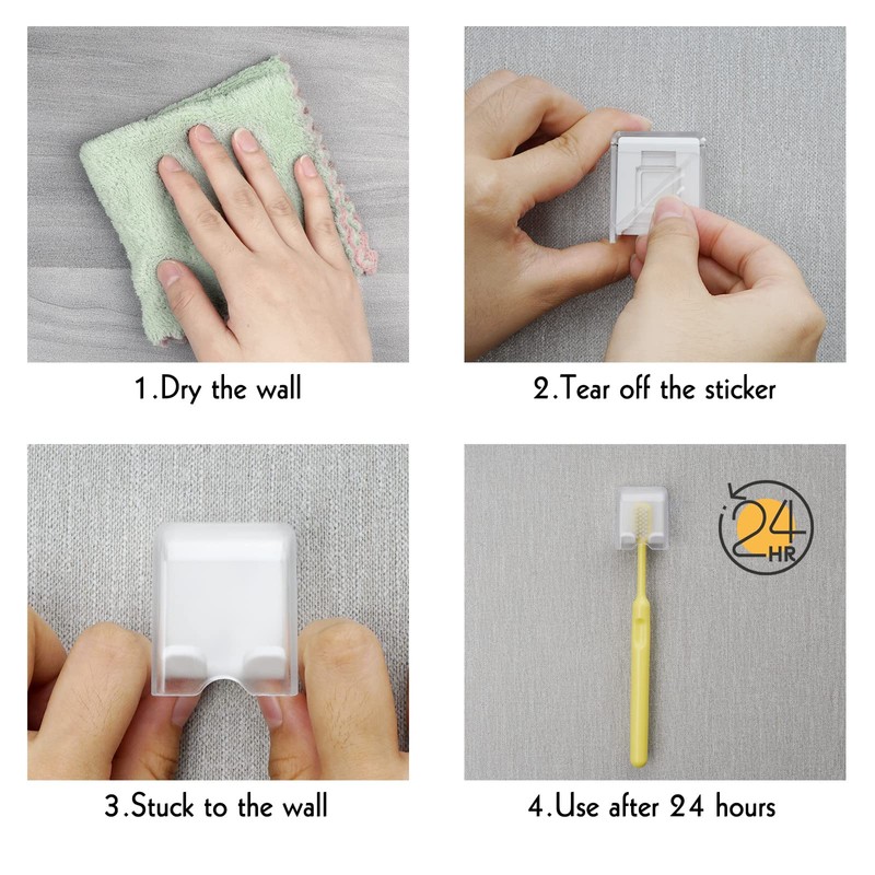 4 PCS Toothbrush Holder Wall Mounted with Cover for Bathroom,
