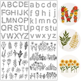 Flower Water Soluble Embroidery Patterns, 85 Pcs A-Z Alphabet Stick and Stitch Embroidery Paper Wash Away, Pre-Printed Floral Pattern Transfers, DIY Customized Gifts for Hand Sewing Lover Beginners
