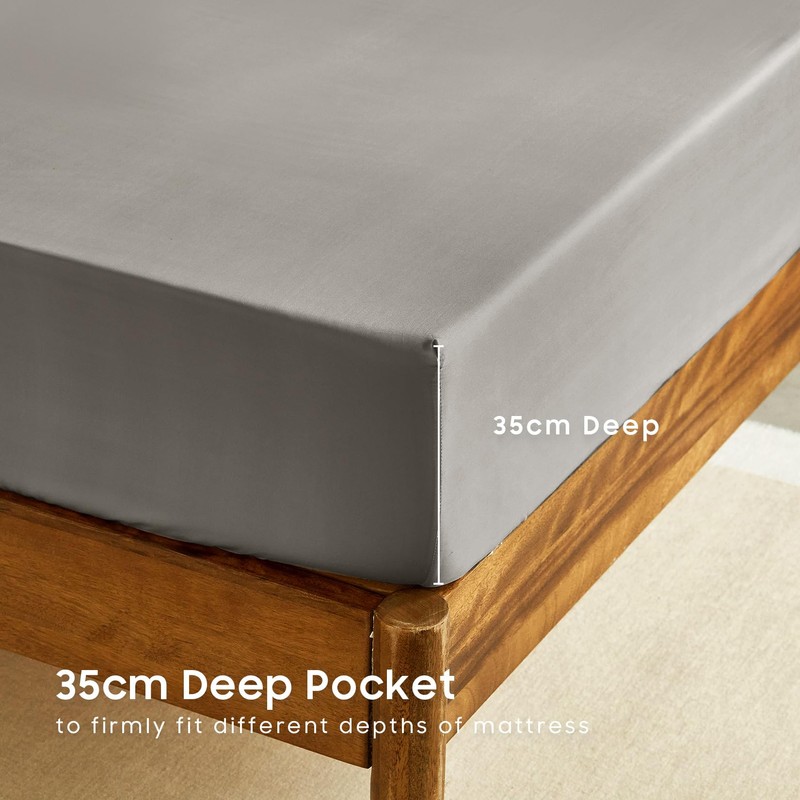 Wake In Cloud - 100% Bamboo Fitted Sheet, 1 Piece,