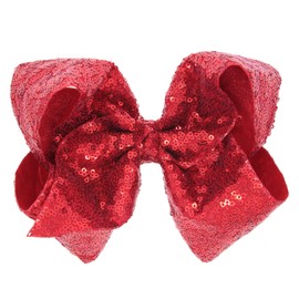 Xansema Hair Bows for Girls, 8 Inches Sequins Large Bows Alligator Hair Clip Hair Barrettes Accessories for Women Teens Girls Kids (Red)