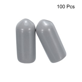 QUARKZMAN Pack of 100 Rubber End Caps 6 mm (1/4 Inch) ID Vinyl PVC Round Tube Bolt Cap Cover Protectors for Screw Thread Grey
