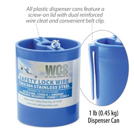 Lock Wire, T302/304 Stainless, NASM20995, MS20995C, ASTM A580 Cond A, AMS5697, .032 in (0.81 mm), 1 lb (0.45 kg) Dispenser Can, approx. 362 ft (110 m)