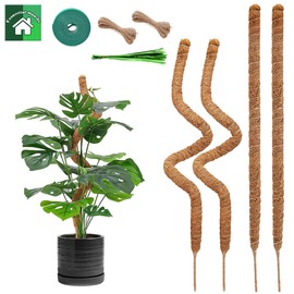 4Pack 28" Moss Poles Plant Support Stakes Bendable For Monstera Climbing Plants