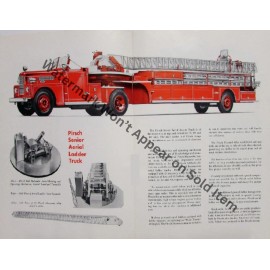Pirsch Aerial Ladder Tiller Fire Truck Ad VTG Photograph Print 8.5x11" READ DESC