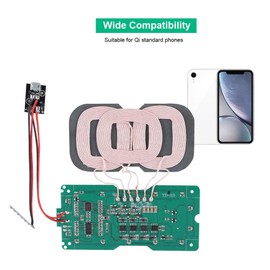 DIY Charging Transmitter, Parts, Standard Transmitter Module, 3 Coils Circuit Board Coil Wide Compatibility - Universal Micro Interface.