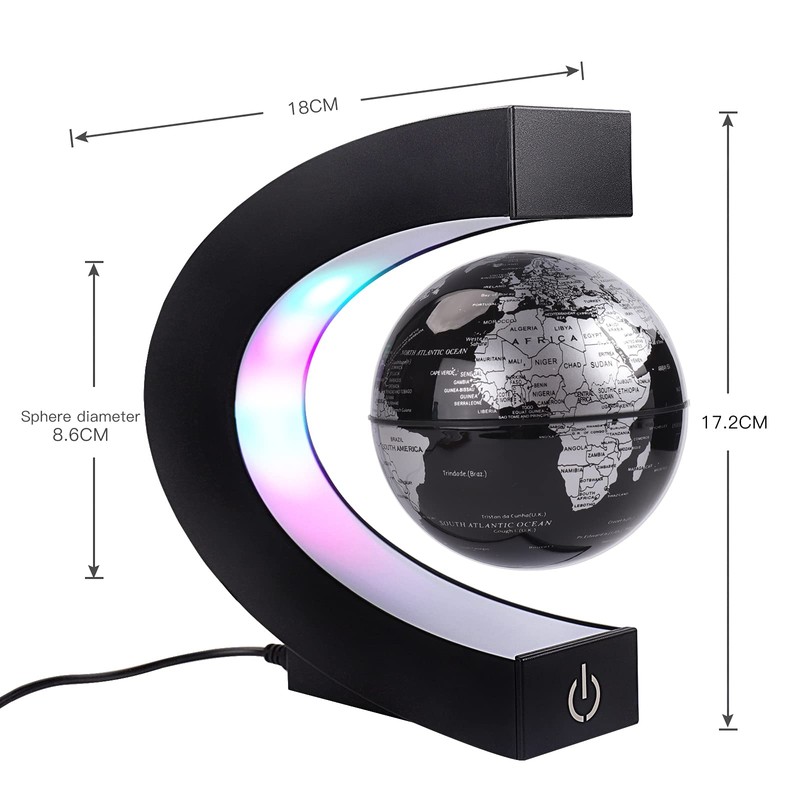 Magnetic Levitating Globe with LED Light，Floating Worlds Map，Desk trinkets，Home Office