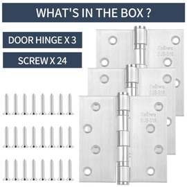 XinSheng 3 Pack 4x4 Inch Full 316 Stainless Steel Door Hinges Heavy Duty Marine-Grade Rust Proof Ball-Bearing Hinges for Interior & Exterior Outswing Doors, Gates, High-Salt Environments