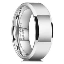 King Will BASIC Men's 8mm Tungsten Carbide Ring Polished Plain Comfort Fit Wedding Engagement Band 9.5