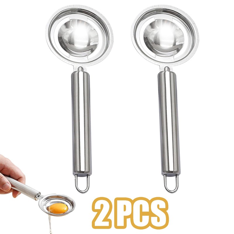 2 Pcs Egg Separator, Stainless Steel Egg Yolk White Separator