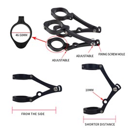 HARPUOU Motorcycle Headlight Bracket 46-50mm Black Headlamp CNC Fork Tube Side Mount Bracket for Most Motorbikes