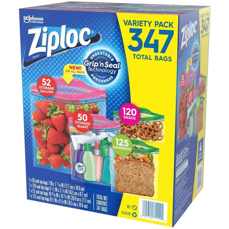 Ziploc Gallon, Quart, Snack & Sandwich Bags (Variety 347 Bags)