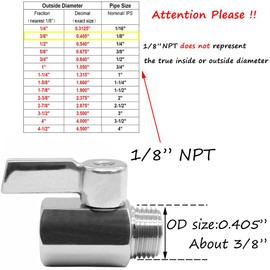 Beduan Mini Ball Valve Stainless Steel(316) 1/8" NPT Male x NPT Female Mini Ball Shutoff Valve