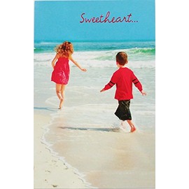 Sweetheart"I waded my whole life for you" - Cute Flirty Romantic Valentine's Day Greeting Card (Husband Wife Boyfriend Girlfriend) Ocean Waves Beach