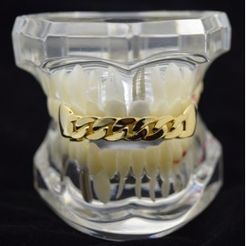 Cuban Link Plain Grillz 14k Gold Plated Bling Upper Top Teeth Hip Hop Grills