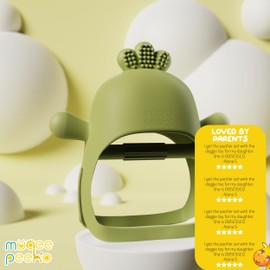 Pacifier Teether Toy Never Drop Wrist Wearable Baby Teether - Little Chick in Green by Muqee Peeko