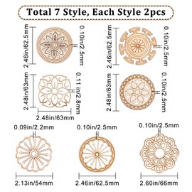 GORGECRAFT 7 Style 14Pcs Wooden Carved Onlay Appliques Carving Decal Corner Craft Unpainted Furniture Home Window Decoration Wood Carving Decal for Dresses Door Cabinet Wardrobe Ceiling, Round