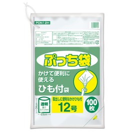 Ordi PDN12H Plastic Bags, Kitchen Plastic Bags, Food Storage Bags, No. 12, With Strings, Transparent, 100 Pieces, Width 9.1 x Height 13.4 inches (23 x 34 cm), Thickness 0.008 inches (0.02 mm), Food Sanitation Law Compliant Product, Standard Bag, Petite Bag