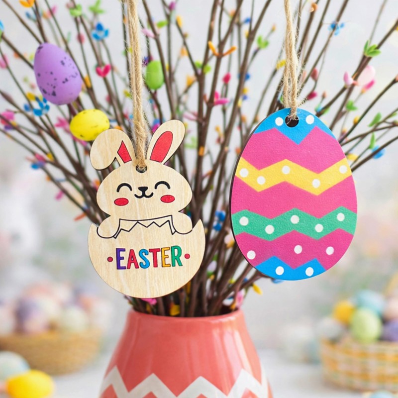 KENJOVIVO Artificial Easter Spray Vine with Pastel Easter Eggs and