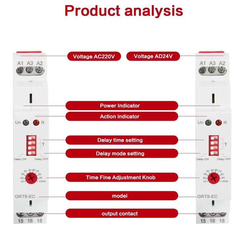 DEWIN Time Relay, GRT8-EC Delay Time Relay Single Function Time