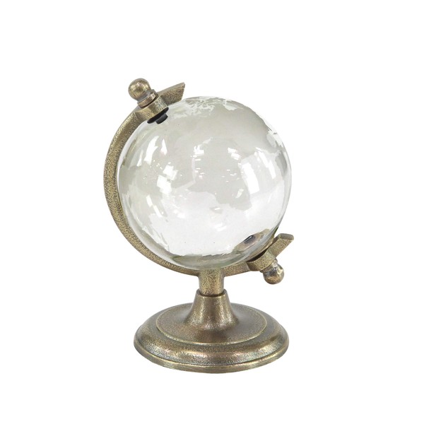 Deco 79 Traditional Glass and Metal Globe Decor, 6"W x 9"H, White, Gold