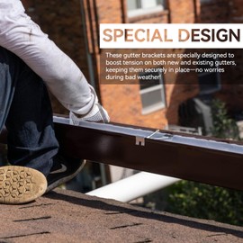 Gutter Hangers 5 inch - 20 Pack Gutter Brackets with Pre-Assembled Screw, Hidden Gutter Hangers for Repair Sagging Rain Gutters