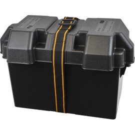 Attwood 9067-1 Heavy-Duty Acid-Resistant Power Guard Series 27 Vented Marine Boat Battery Box, Black