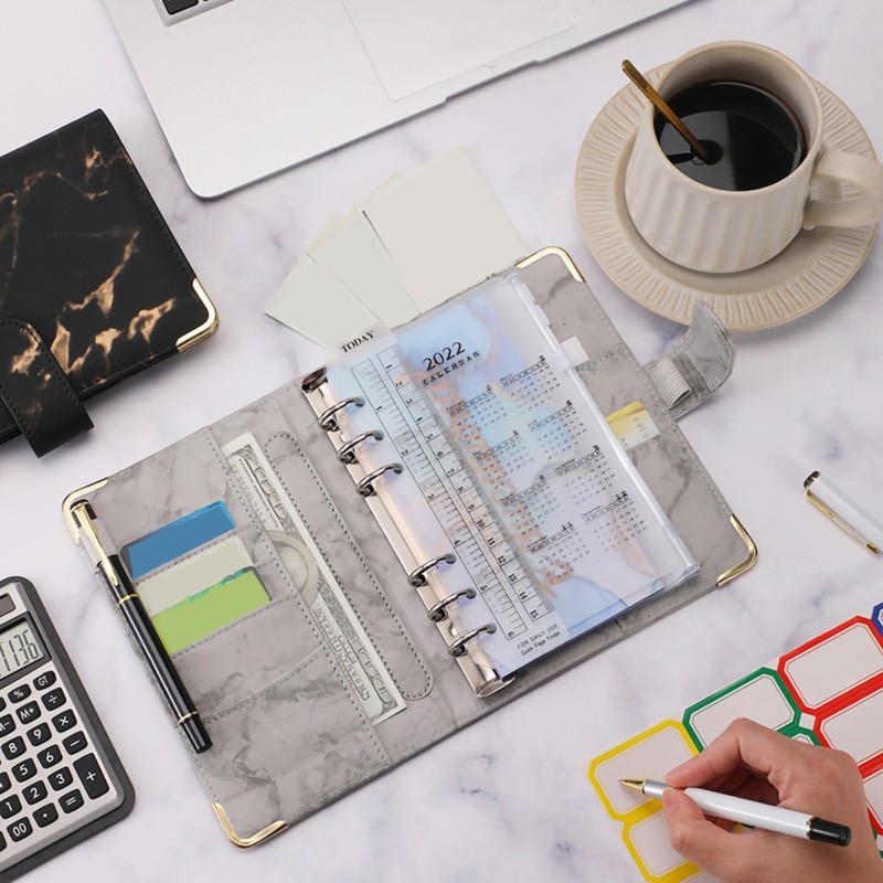A6 PU Leather Budget Binder A6 Notebook Binder for Budgeting