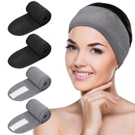 MELLIEX 4pcs Spa Facial Headbands Makeup Terry Cloth Hair Band Adjustable Stretchy Towel Cloth for Yoga Sport Shower