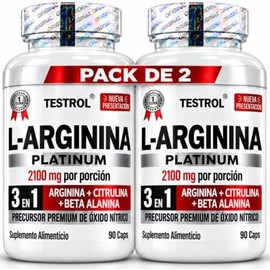 Arginina Platinum 2100mg por porción  L Arginina  L Citrulina  Beta Alanina  Pre Workout  Pre Entreno sin Cafeina  Precursor de Oxido Nítrico