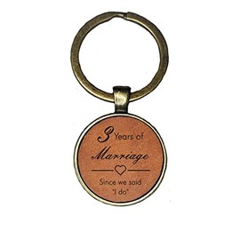 3 Years Of Marriage, 3rd Wedding Anniversary Keyring, Leather Gift Key Chain (Since We Said "I Do")