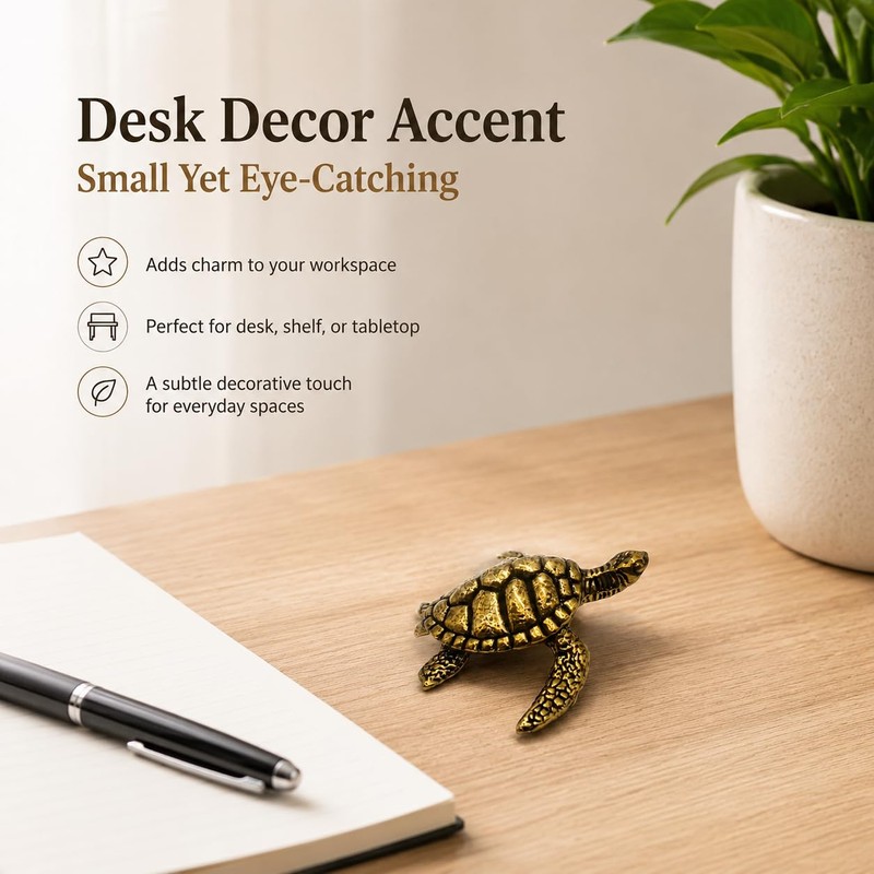 Brass Sea Turtle Figurine Coastal Home Decor Accent