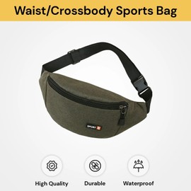 EZONEDEAL Fanny Packs for Women Men - Adjustable Crossbody Bag,Sling Bag - Belt Bag for Women Multiple Compartments Waterproof Waist Bag Chest Bag,Waist Pack for Camping,Travel Outdoor (Dark Green)