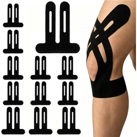 12pzs Cinta Kinesiológica Precortada Para Rodilla,Cinta Kinesiologica Para Rodilla,Tape Para Rodilla,Proporciona Apoyo Para Músculos y Articulaciones,Soporte Para Dolor De Rodilla y Estabilidad (Negro)