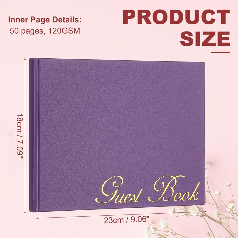 PATIKIL Elegant Guest Book 9"x7" PU Leather Wedding Guest Book