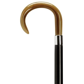 Walking Cane Men Crook Shaped Handle with Flat Nose-Made of high Impact Durable Nylon, Black Maple Shaft, 36" Long with Rubber tip. Available in Simulated Horn