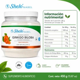 Colágeno Hidrolizado Sheló Nabel Ginkgo Biloba Sabor Mandarina 450g