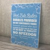 RED OCEAN Hot Tub Rules Hanging Garden Shed Plaque Party