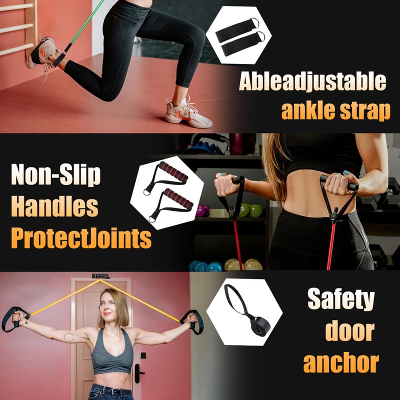 Rubruel Resistance Bands Set with Handles - 150 lbs Heavy