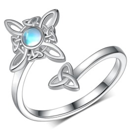 Witches Knot Open Ring 925 Sterling Silver Celtic Witches Knot Ring Witches Knot Jewelry Gifts Irish Jewelry Gifts for Women Girls