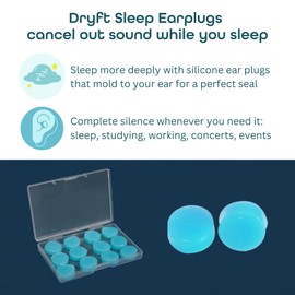 Dryft Sleep Earplugs (12 Pair) - Moldable Silicone Earplugs for Sleep, Studying, Work, Concerts & Travel - Noise Canceling & Blocking for Ear Protection - Reusable - Soft & Easy Fit - Compact Case