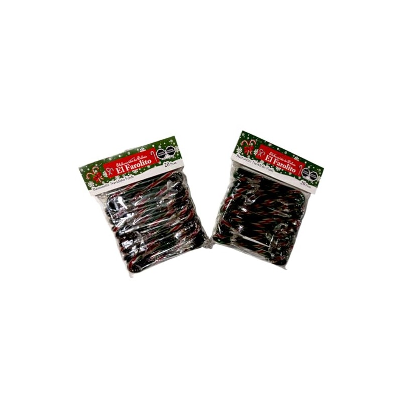 Bastoncito Navideño Verde - Caramelo macizo sabor menta - 20