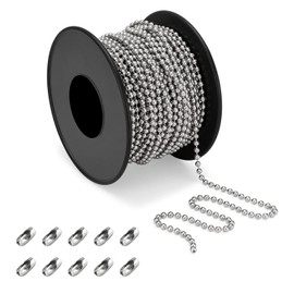 32ft length-304 Stainless Steel Ball Chain for Blinds & Shades with 10 Connectors, Fix or Replace for Broken Roller Shade Chain, Great for Vertical Window Blinds, Plumbing and Other DIY Applications