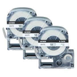 KCMYTONER 3 Pack Compatible for LK-5WBN LC-5WBN SS18KW Black on White 18mm 3/4" x 26' Label Tape Used in LW-600 LW-700 LW-900P LW-1000P Label Makers