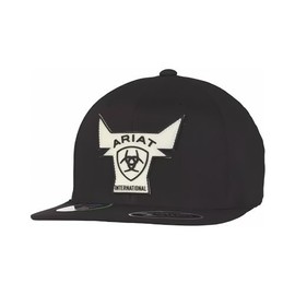 ARIAT Men's Black Richardson 112 Cap with Glow in The Dark Bull Logo and Snapback Closure, Black, One size